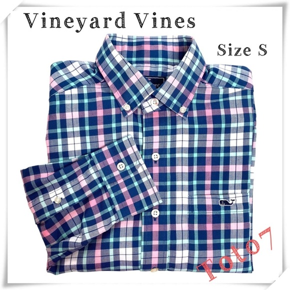 VINEYARD Vines Classic Fit Tucker Plaid Button Down Shirt Blue with Pink Size S - Picture 1 of 7